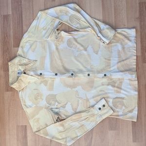 Vintage 70's white and yellow renaissance pattern disco shirt